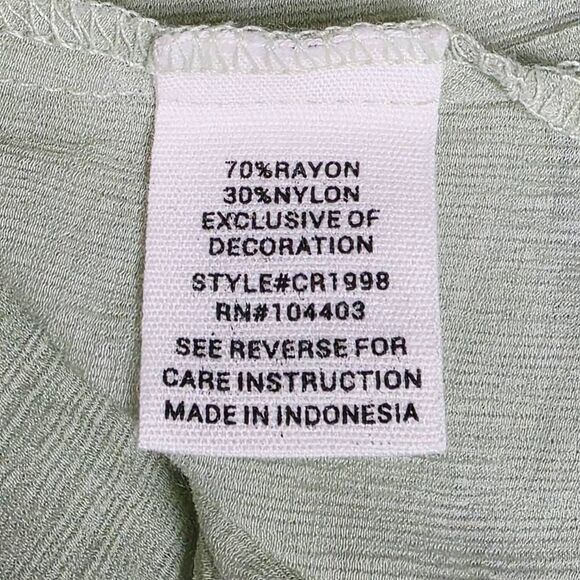 Mine Sage Green Ruffle Tie Neck Sleeveless Blouse Size M - Picture 8 of 9